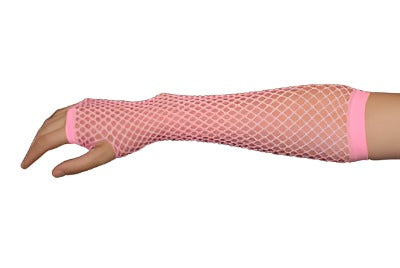 Fishnet Gloves Long Pink For Cheap