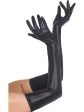 Black Long Gloves Wet Look on Sale