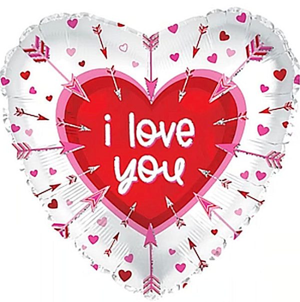 Foil Balloon 9  (22.5cm Dia) I Love You Arrow Heart White For Cheap