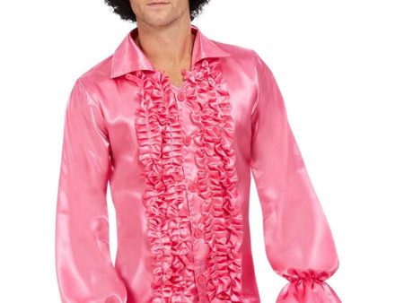 60 s 70 s Pink Ruffled Shirt Discount