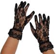 Wild Child Short Lace 80 s Ladies Disco Gloves Black on Sale