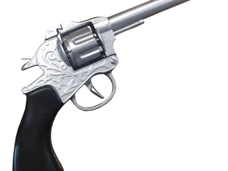 Toy Revolver Diecast Silver Western Gun on Sale