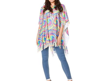 60s 70s Tie Dye Poncho Hot on Sale