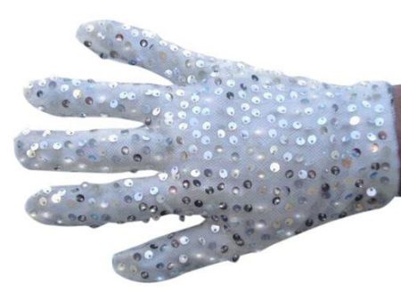 Pop star White Glove With Silver Sequins For Cheap