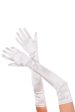 White Long Opera Length Stretch Satin Gloves on Sale