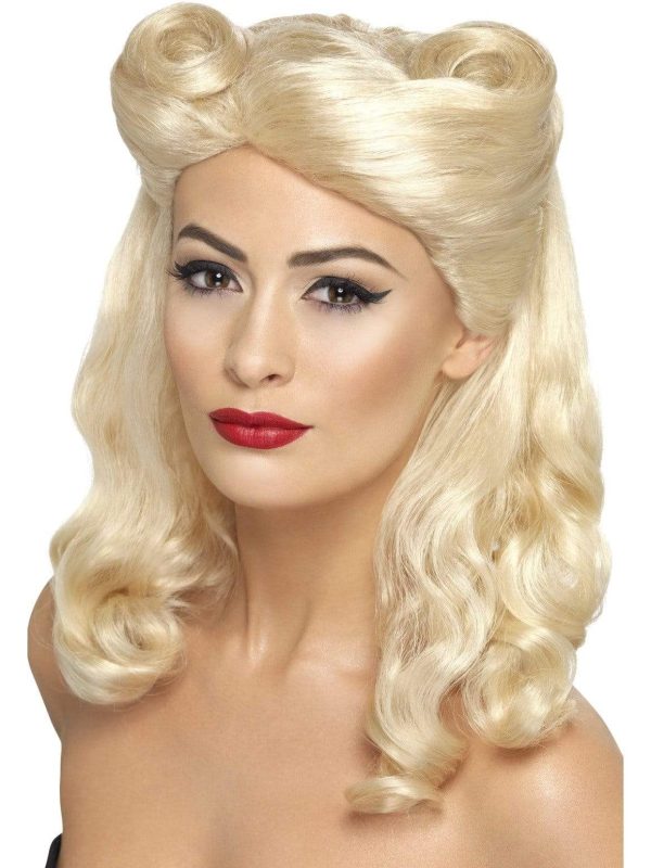 Vintage 40 s Pin Up Blonde Adult Accessory Wig Online now