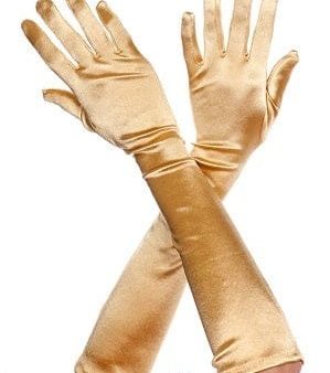 Gold Long Opera Length Stretch Satin Gloves Cheap