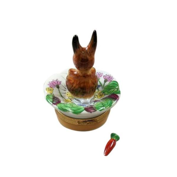 Brown Bunny on Flower Limoges For Discount