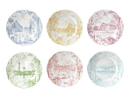 Tout Paris Dinner Plates, Set of 6 Assorted For Cheap