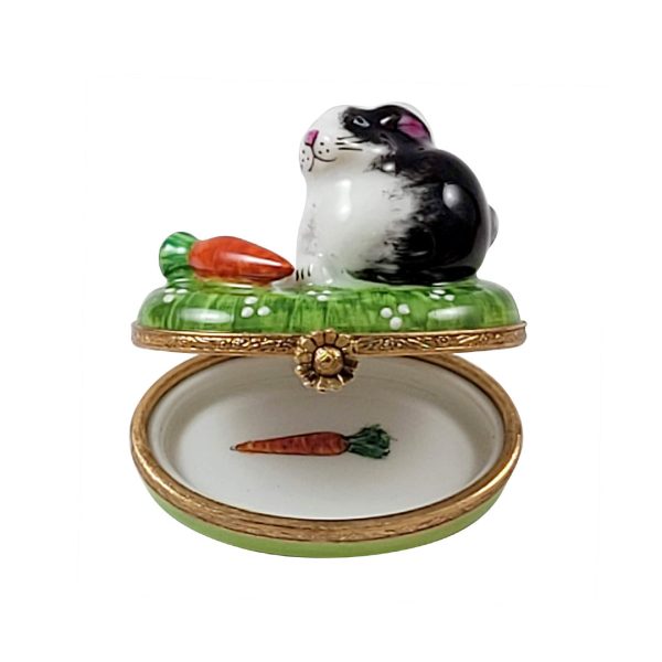 Black & White Bunny with Carrot Limoges Online Hot Sale